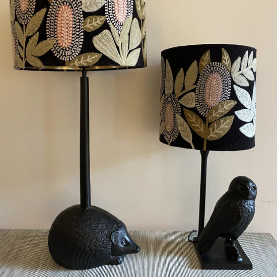 Banksia Floral Design on Black Velvet