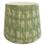 Pleated block print lampshade in green