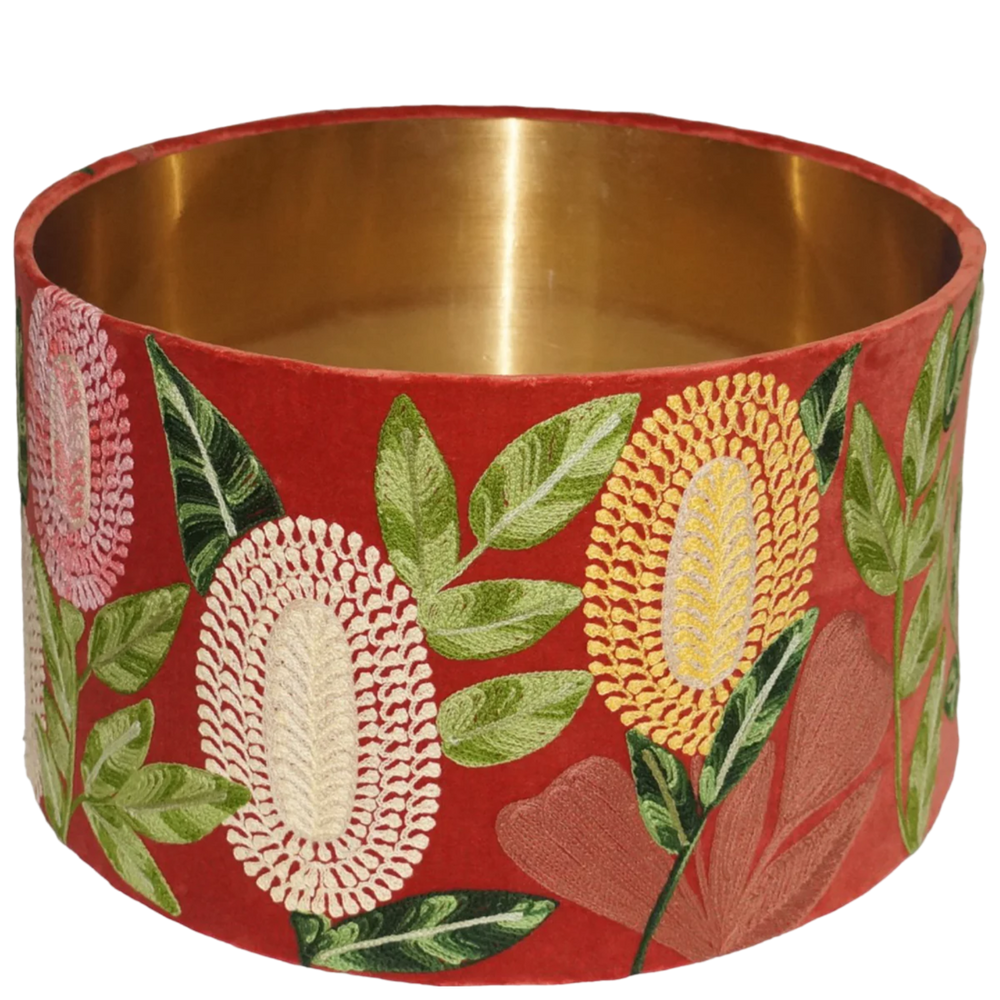 Banksia on Rust Velvet Lampshade