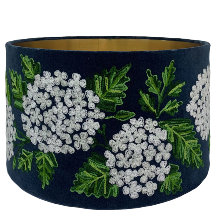 Hydrangeas on Midnight lampshade