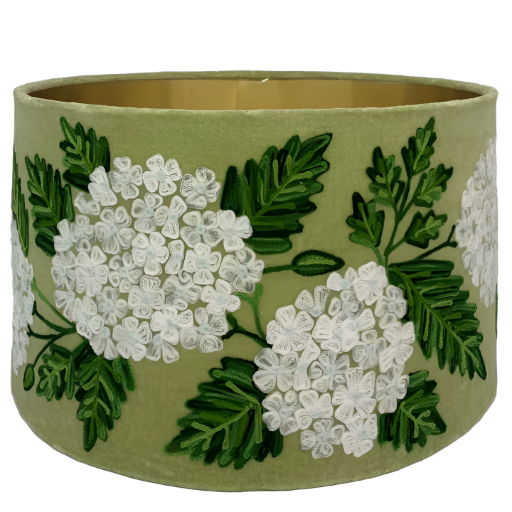 Hydrangeas on Green lampshade