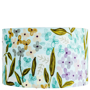Blue Jungle flowers on linen large