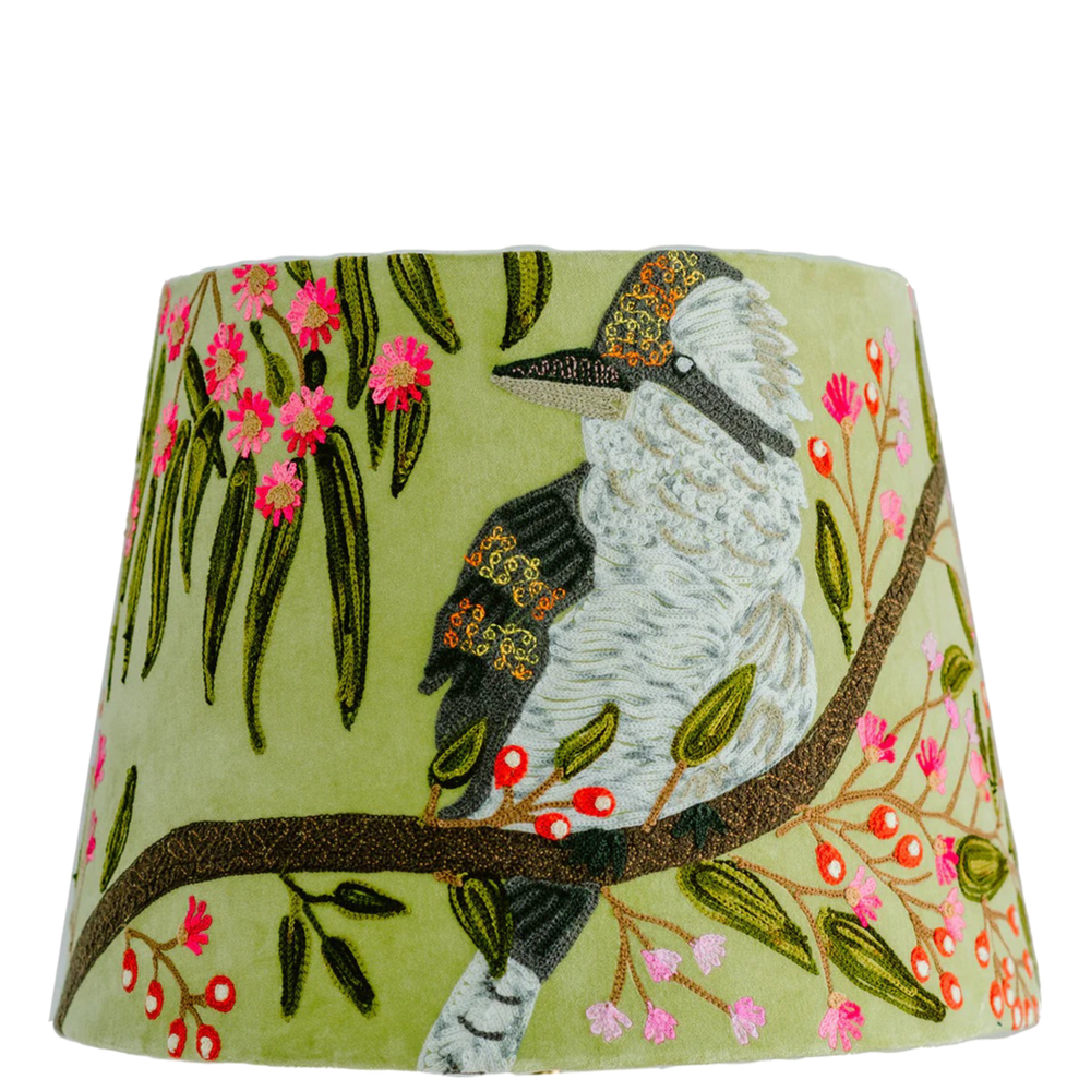 Kookaburra on Sage Green Velvet