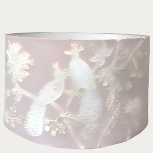 Embroidered Peacocks on Pale Pink