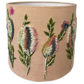 Hand Embroidered Vintage Fabrics on Pink Linen