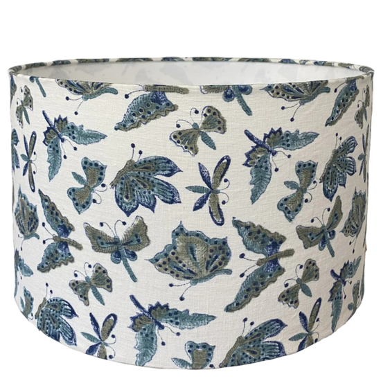 Blue butterflies on linen