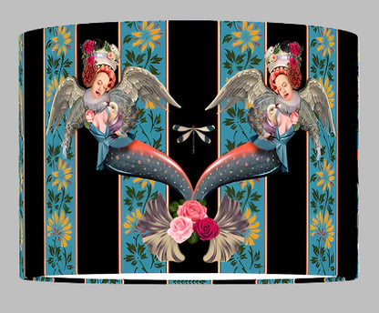 Mermaids on Blue Velvet lampshade