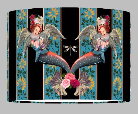 Mermaids on Blue Velvet lampshade