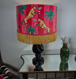 Cocktail Cheetahs on Pink and Red Velvet stripes