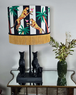 Cocktail Cheetahs on Black and White Velvet stripes