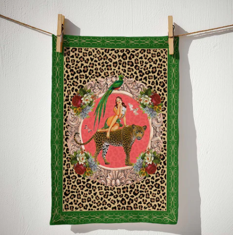 Alice Retro Glamour Linen Tea Towel