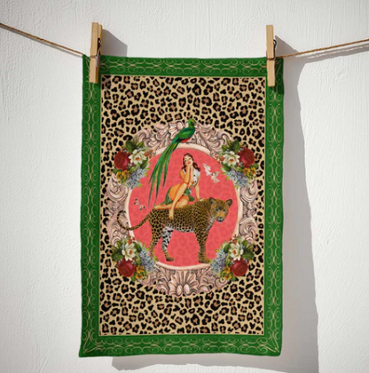 Alice Retro Glamour Linen Tea Towel