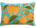 Sunflower on Blue Velvet Embroidered Cushion