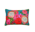 Tropical on Teal Embroidered cushion