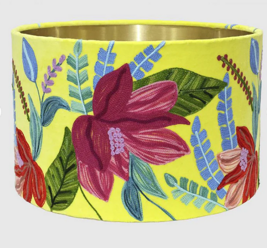 Tropical on Lemon Velvet lampshade