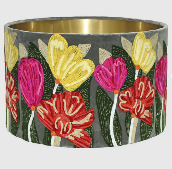 Lotus on Grey Velvet large lampshade