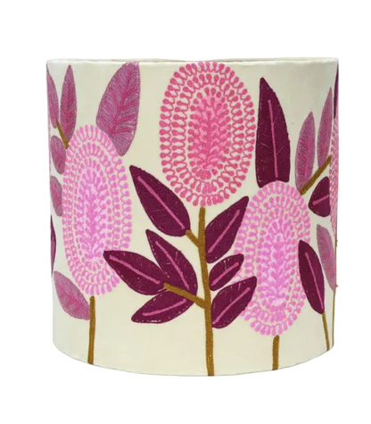 Banksia in Pink on Velvet Lampshade