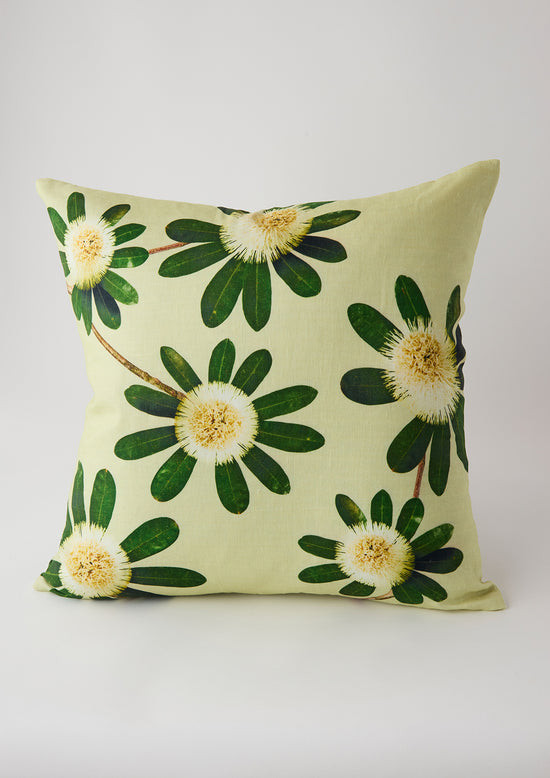 Banksia Green 100% Linen Cushion Cover
