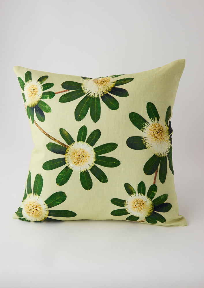 Banksia Green 100% Linen Cushion Cover