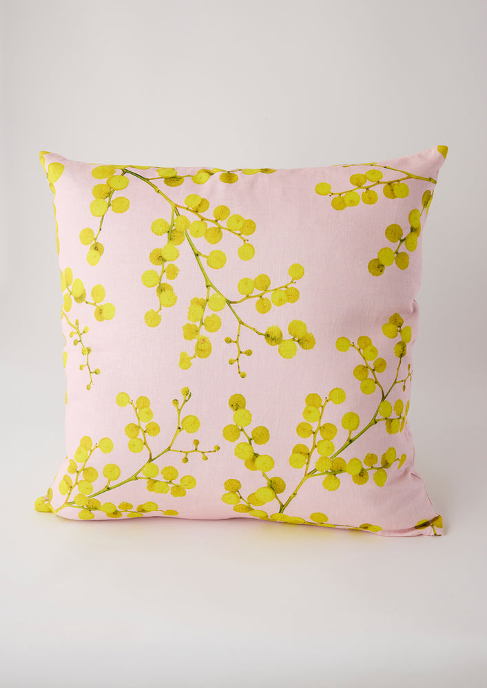 Pink Wattle 100% Linen Cushion Cover