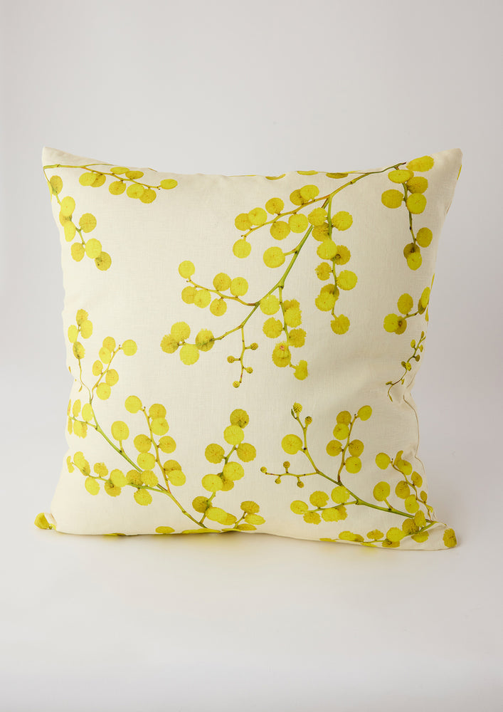 Yellow Wattle 100% Linen Cushion Cover