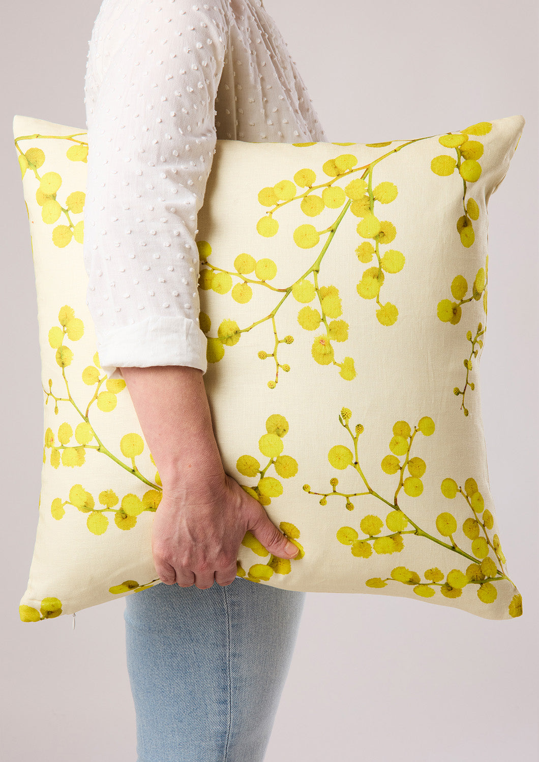 Yellow Wattle 100% Linen Cushion Cover