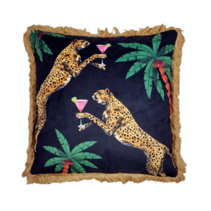 Cocktail Leopards Velvet Cushion