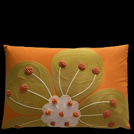 Oversized Orange Flower on Linen
