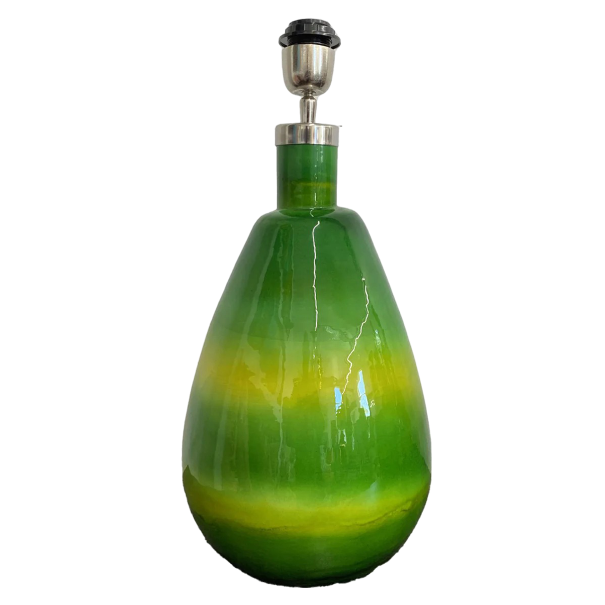 Glass Teardrop Lamp Base in Green