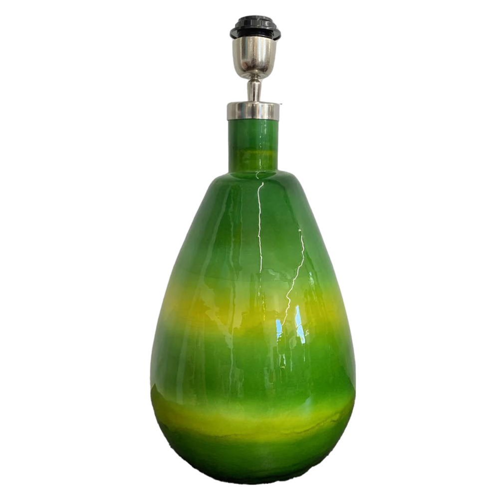 Glass Teardrop Lamp Base in Green
