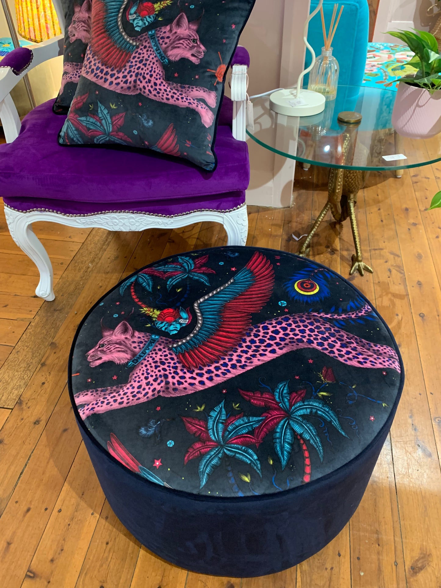 Lynx Velvet Ottoman PRE ORDER