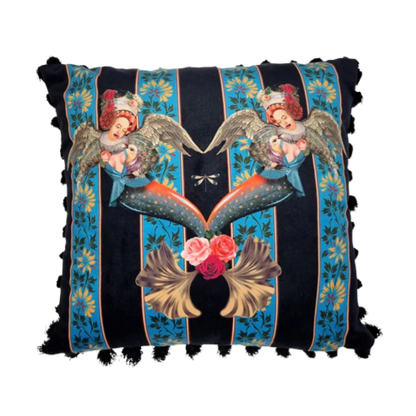 Mermaids Cushion In Blue Velvet Cushion