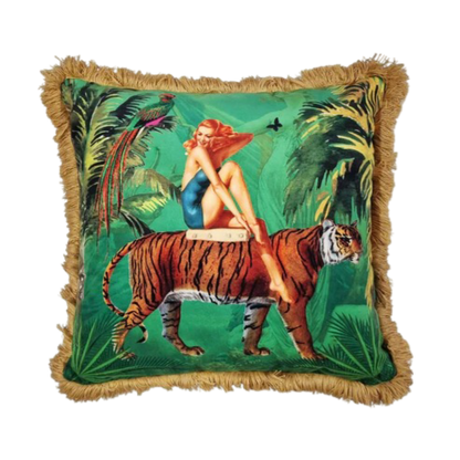 Jungle Walk in Green cushion