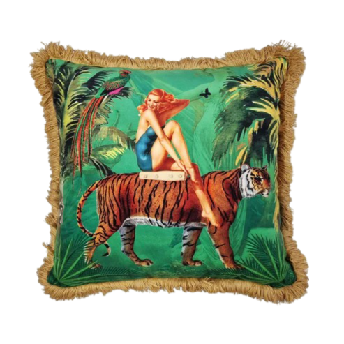 Jungle Walk in Green cushion