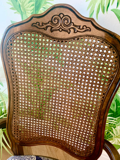 Restored vintage rattan backed chair