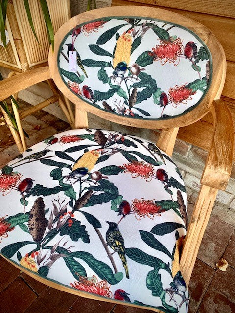 Balloon back chair in Banksia Medley fabric