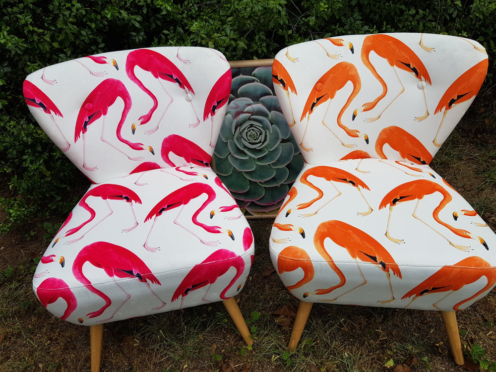 Orange Flamingo on Velvet chair ONE ONLY