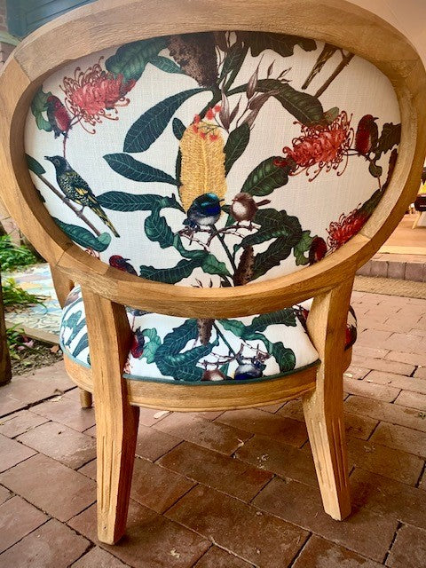 Balloon back chair in Banksia Medley fabric