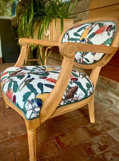 Balloon back chair in Banksia Medley fabric
