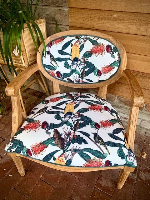 Balloon back chair in Banksia Medley fabric