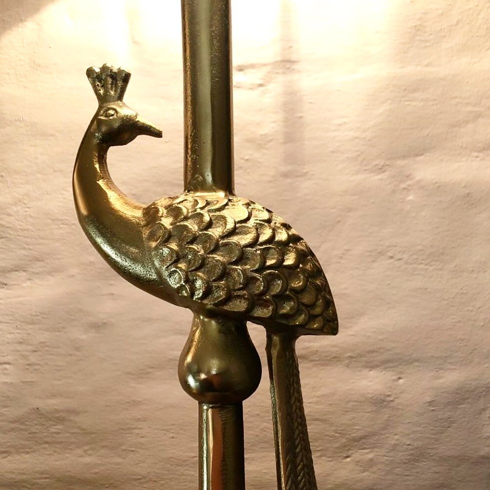 Tall Bronze Peacock lamp base