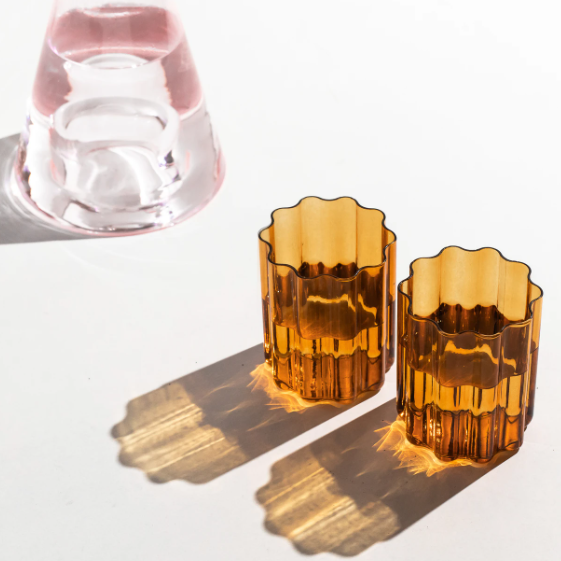 Fazeek Wave Glasses  in Amber - Set of Two