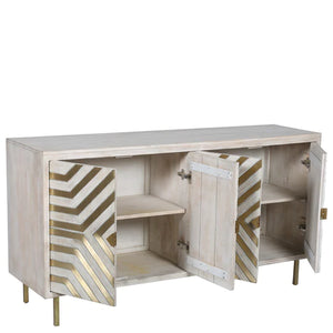 Whitewash and Brass Sideboard