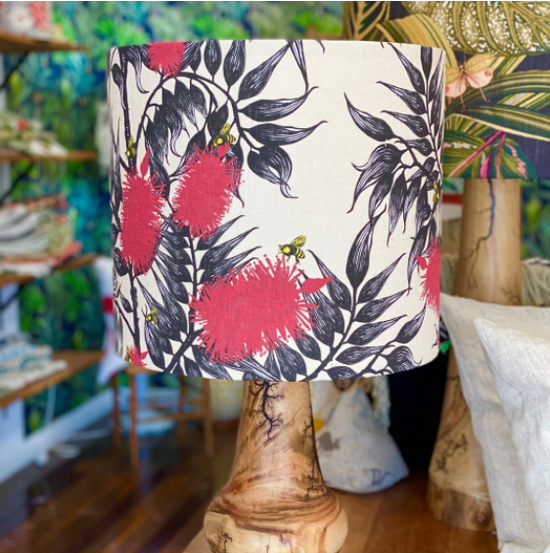 Custom made Bottlebrush and Bees lamp shade