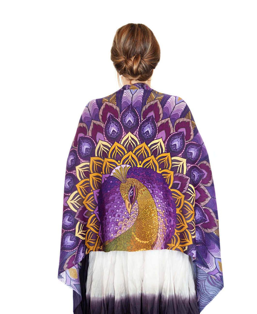 Shovava Purple Peacock organic cotton scarf