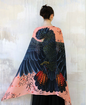 Shovava Peach Cockatoo organic cotton shawl