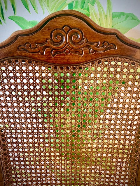 Restored vintage rattan backed chair