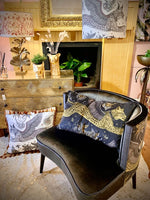 Superb Gold Lynx on Grey Velvet tub chair