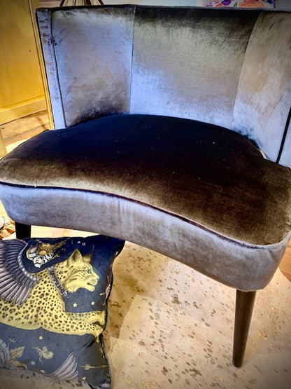 Superb Gold Lynx on Grey Velvet tub chair
