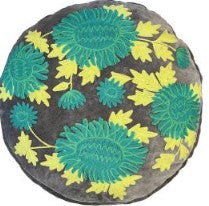 Embroidered Chrysanthemum Lampshade - Grey/Teal